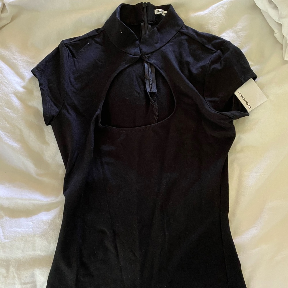 Reformation black keyhole top xs